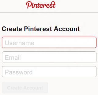 Criar uma conta de usuário no Pinterest