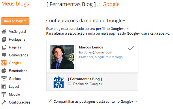 Menu Google+ Plus Perfil para Blogger