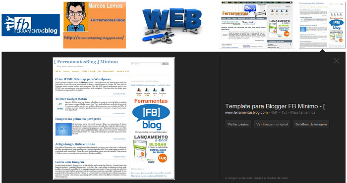 Nova tela do Google Imagens