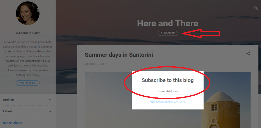 Botão de subscribe padrão do Blogger