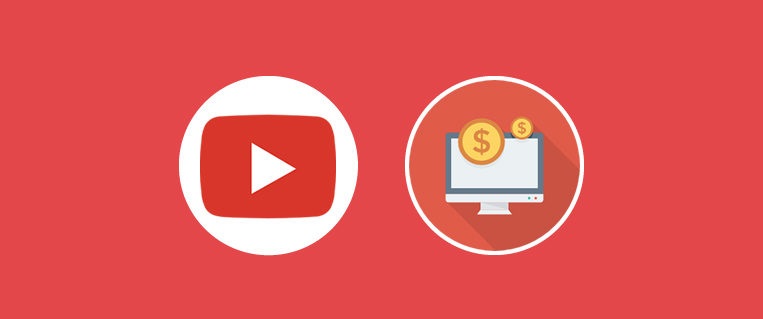 Ícones com logo do Youtube e dinheiro.